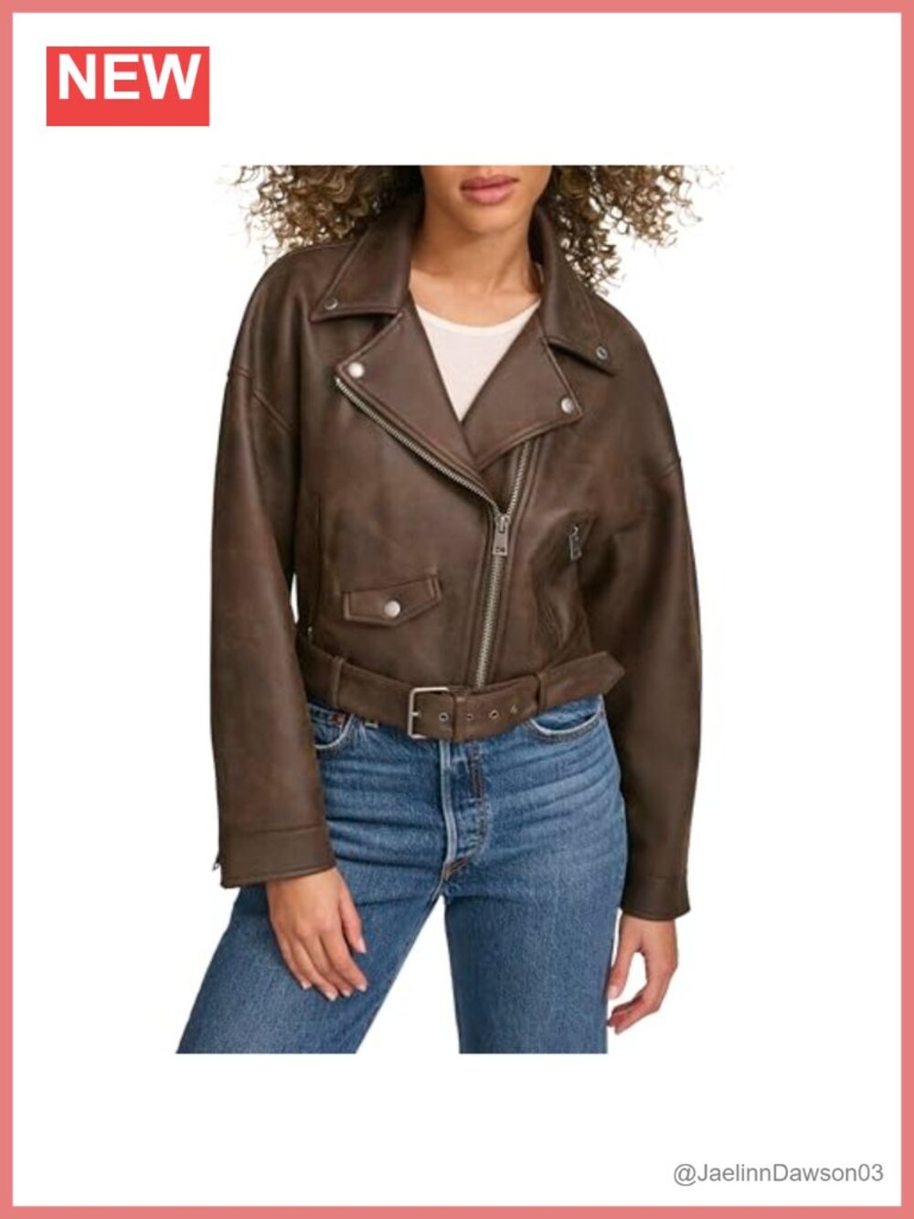 Faux Leather Cropped Moto Quilted Jacket Asymmetrical Zip Relaxed Fit